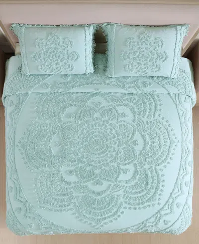 Beatrice Home Fashions Lotus Chenille Lightweight Bedspread, Twin In Blue