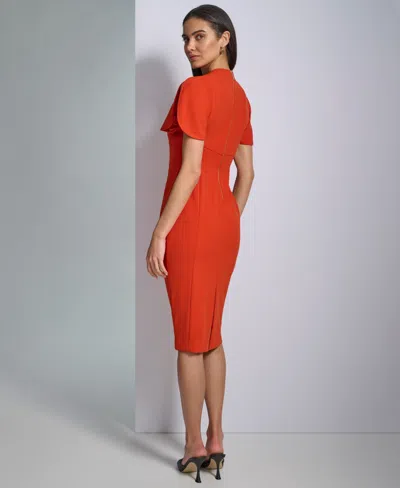 Calvin Klein Ruched Front Sheath Dress In Brown