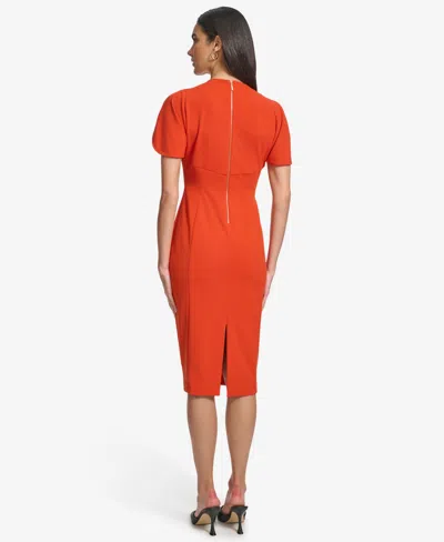 Calvin Klein Ruched Front Sheath Dress In Brown