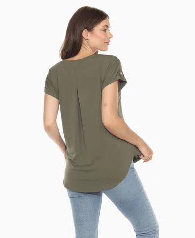 White Mark Plus Size Folded Short Sleeve Solid Top