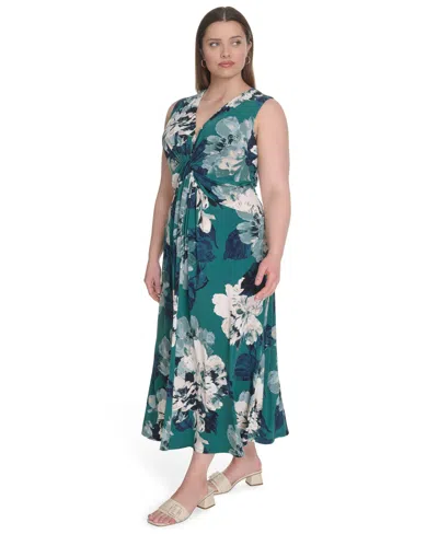 Calvin Klein Plus Size Jersey Printed Sleeveless Midi Dress