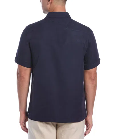 Cubavera Men's Palm Print Short-sleeve Button-down Shirt In Blue