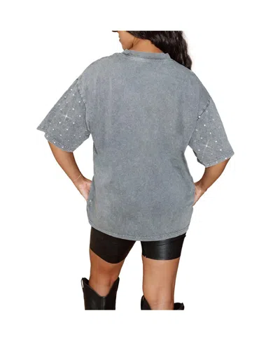 Gameday Couture Women's Gray Washington Commanders Oversized Mini Rhinestone Classic T-shirt