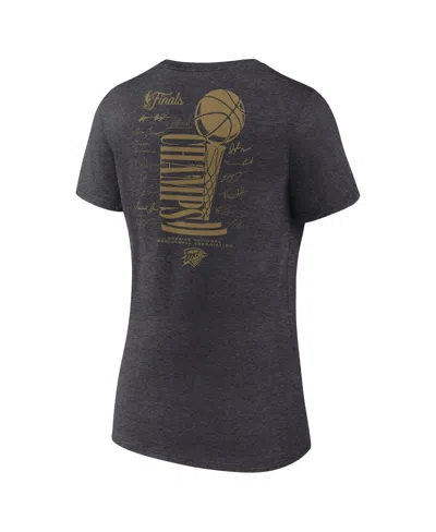 Fanatics Women's Heather Charcoal Oklahoma City Thunder 2025 Nba Finals Champions Double Dribble V-neck T-shi In Black