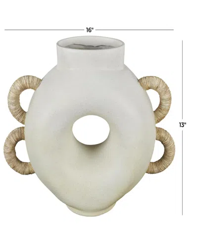Rosemary Lane Resin 13" Contemporary Vase With Woven Inspired Arched Handles