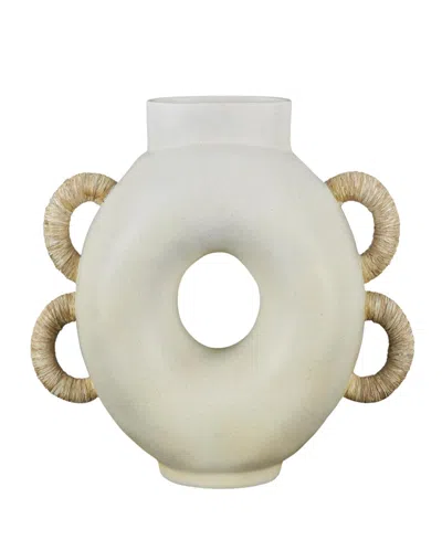Rosemary Lane Resin 13" Contemporary Vase With Woven Inspired Arched Handles