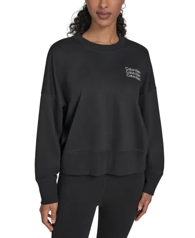 Calvin Klein Performance Women's Mini Triple Logo Pullover Sweatshirt