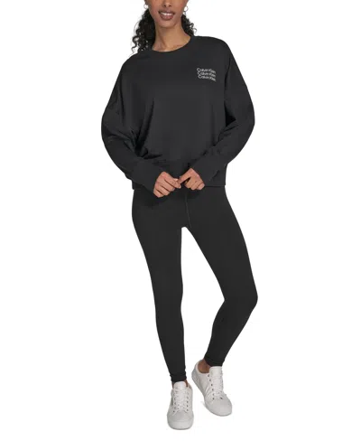 Calvin Klein Performance Women's Mini Triple Logo Pullover Sweatshirt