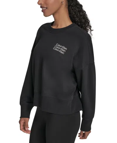 Calvin Klein Performance Women's Mini Triple Logo Pullover Sweatshirt