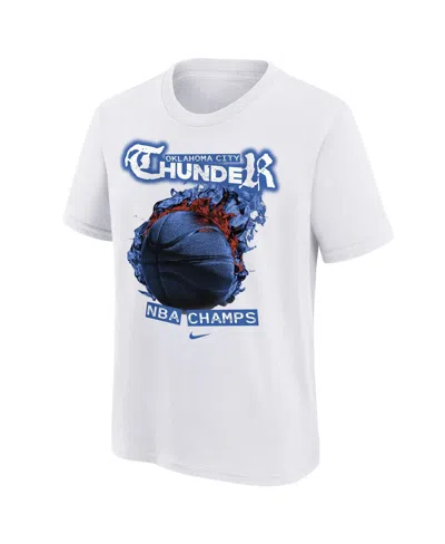 Nike Big Boys And Girls White Oklahoma City Thunder 2025 Nba Finals Champions Parade Roster T-shirt In White