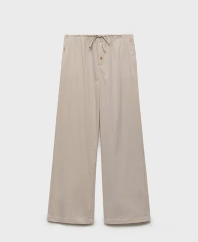 Mango Women's Elastic Detail Striped Pajama Pants