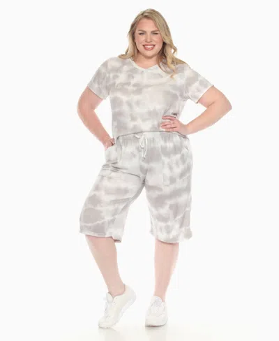 White Mark Plus Size Short Sleeve And Capri Lounge Set