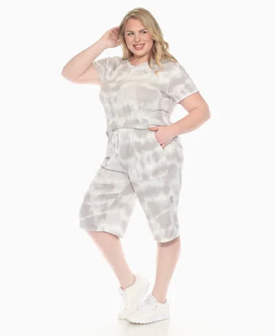 White Mark Plus Size Short Sleeve And Capri Lounge Set