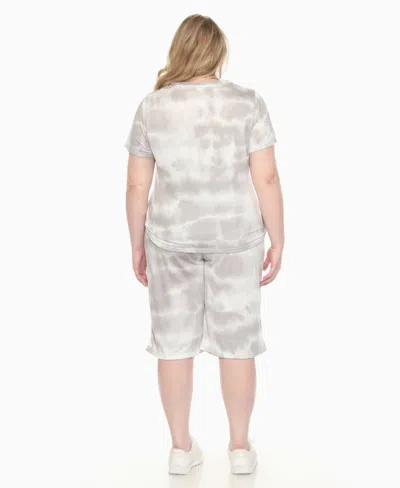 White Mark Plus Size Short Sleeve And Capri Lounge Set