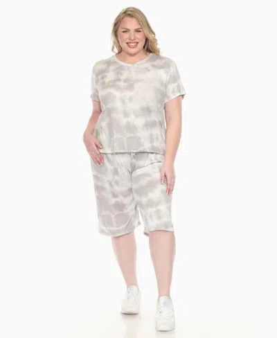 White Mark Plus Size Short Sleeve And Capri Lounge Set