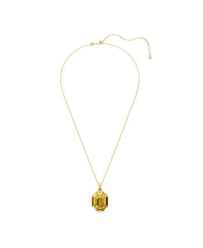 Swarovski Lucent Octagon Shaped Yellow Gold-tone Plated Pendant Necklace