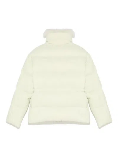 Yves Salomon Leather-trim Puffer Jacket In White
