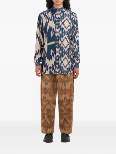 Pierre-louis Mascia Geometric-print Shirt In Blue