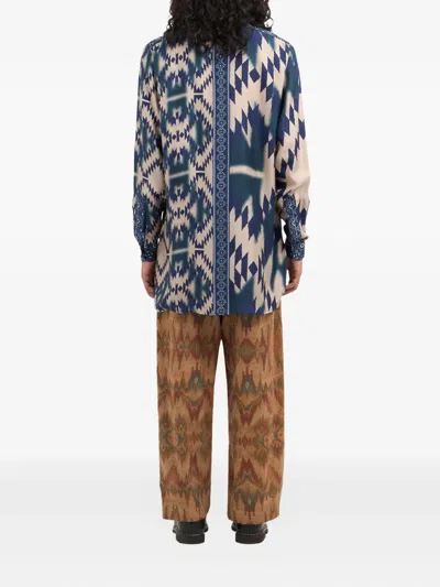 Pierre-louis Mascia Geometric-print Shirt In Blue