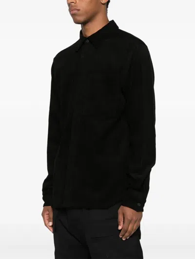 Rick Owens Classic Collar Black Shirt With Dual Front Pockets In Black