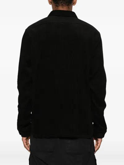 Rick Owens Classic Collar Black Shirt With Dual Front Pockets In Black