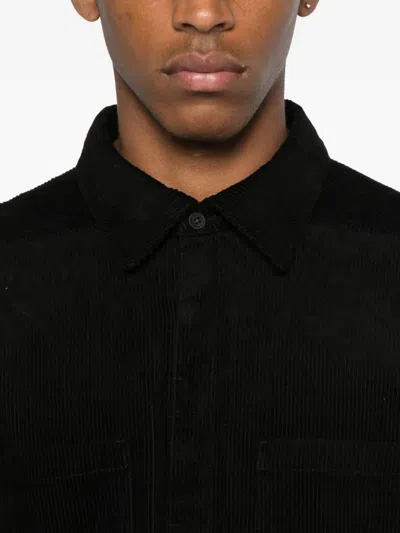 Rick Owens Classic Collar Black Shirt With Dual Front Pockets In Black
