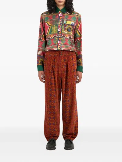 Pierre-louis Mascia Patterned Corduroy Trousers In Red
