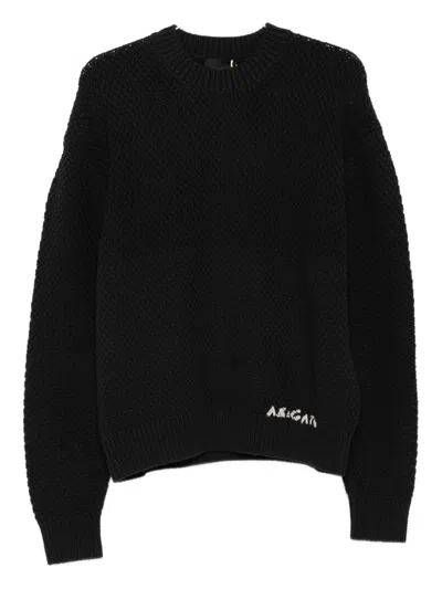 Axel Arigato Textured Knit Crew-neck Sweater In Black