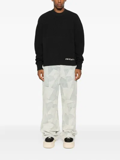 Axel Arigato Textured Knit Crew-neck Sweater In Black