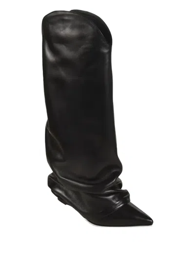 Le Silla Andy Layered Slouchy Boots In Black