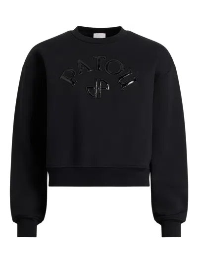 Patou Vinyl-logo Fleece Sweatshirt In Black