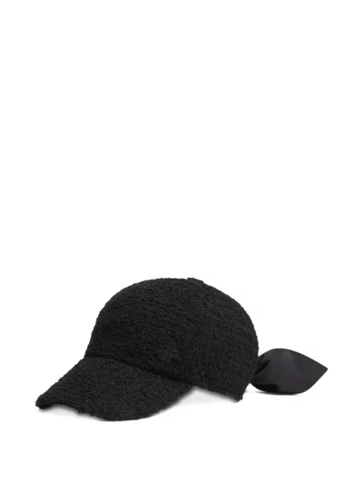 Patou Bow Tweed Baseball Cap In Black