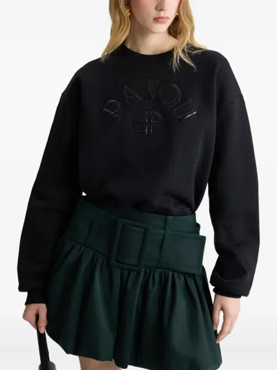 Patou Vinyl-logo Fleece Sweatshirt In Black