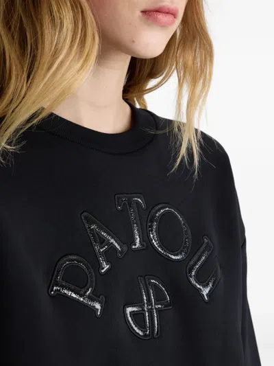 Patou Vinyl-logo Fleece Sweatshirt In Black