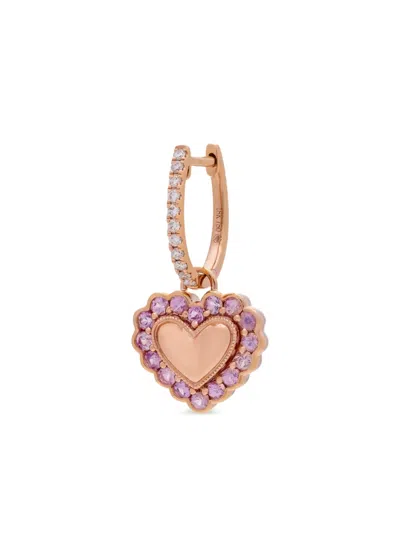Kalthams Pavilion Jewellery 18k Rose Gold Diamond And Pink Sapphire Hoop Earring