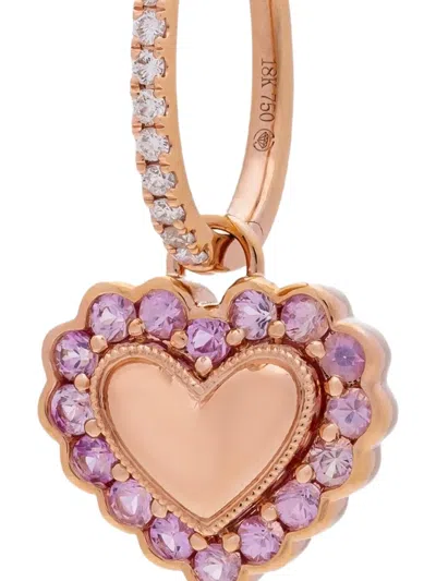 Kalthams Pavilion Jewellery 18k Rose Gold Diamond And Pink Sapphire Hoop Earring