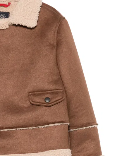 Fay Shearling-trim Zip-up Jacket In Brown