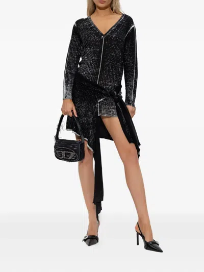 Diesel Tie-detail Asymmetric Dress In Black