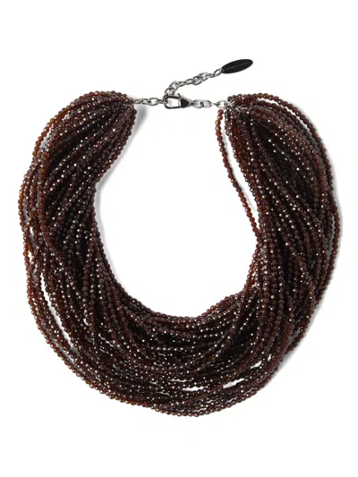 Brunello Cucinelli Women Brown Multi-strand Necklace With Faceted Beads And Rear Spring-ring Closure In Brown