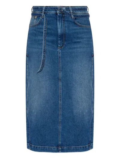 Sportmax Belted Denim Skirt In Blue