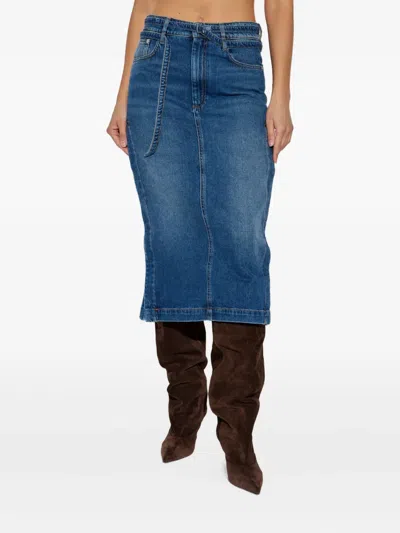 Sportmax Belted Denim Skirt In Blue