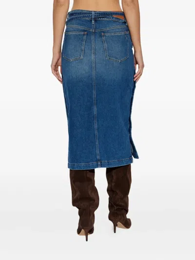 Sportmax Belted Denim Skirt In Blue