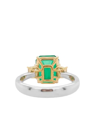Hyt Jewelry 18k White Gold Emerald And Diamond Ring