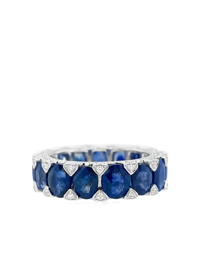 Hyt Jewelry 18k White Gold Sapphire And Diamond Eternity Ring