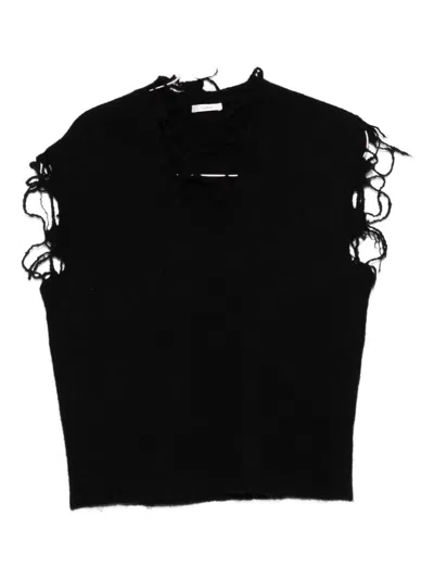 Haikure Distressed-finish Top In Black