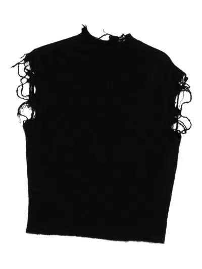 Haikure Distressed-finish Top In Black