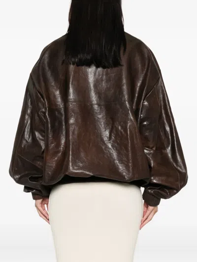 Magda Butrym Zip-fastening Ribbed-cuff Jacket In Brown