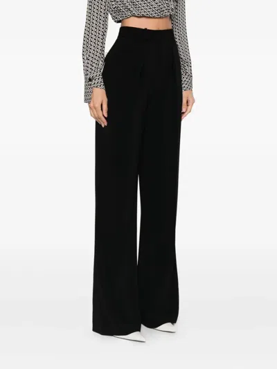 Elisabetta Franchi Pleated Wide-leg Trousers In Black