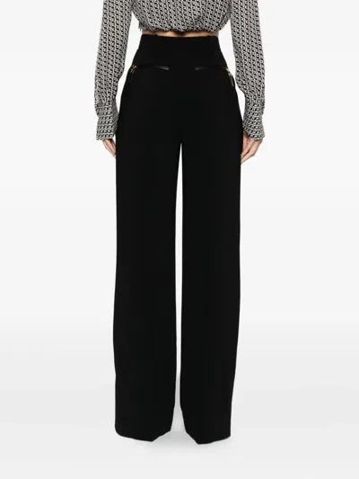 Elisabetta Franchi Pleated Wide-leg Trousers In Black
