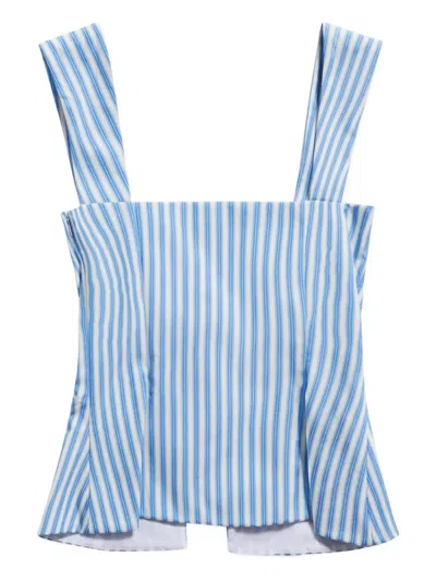 Area Striped Grommet Corset Top In Blue